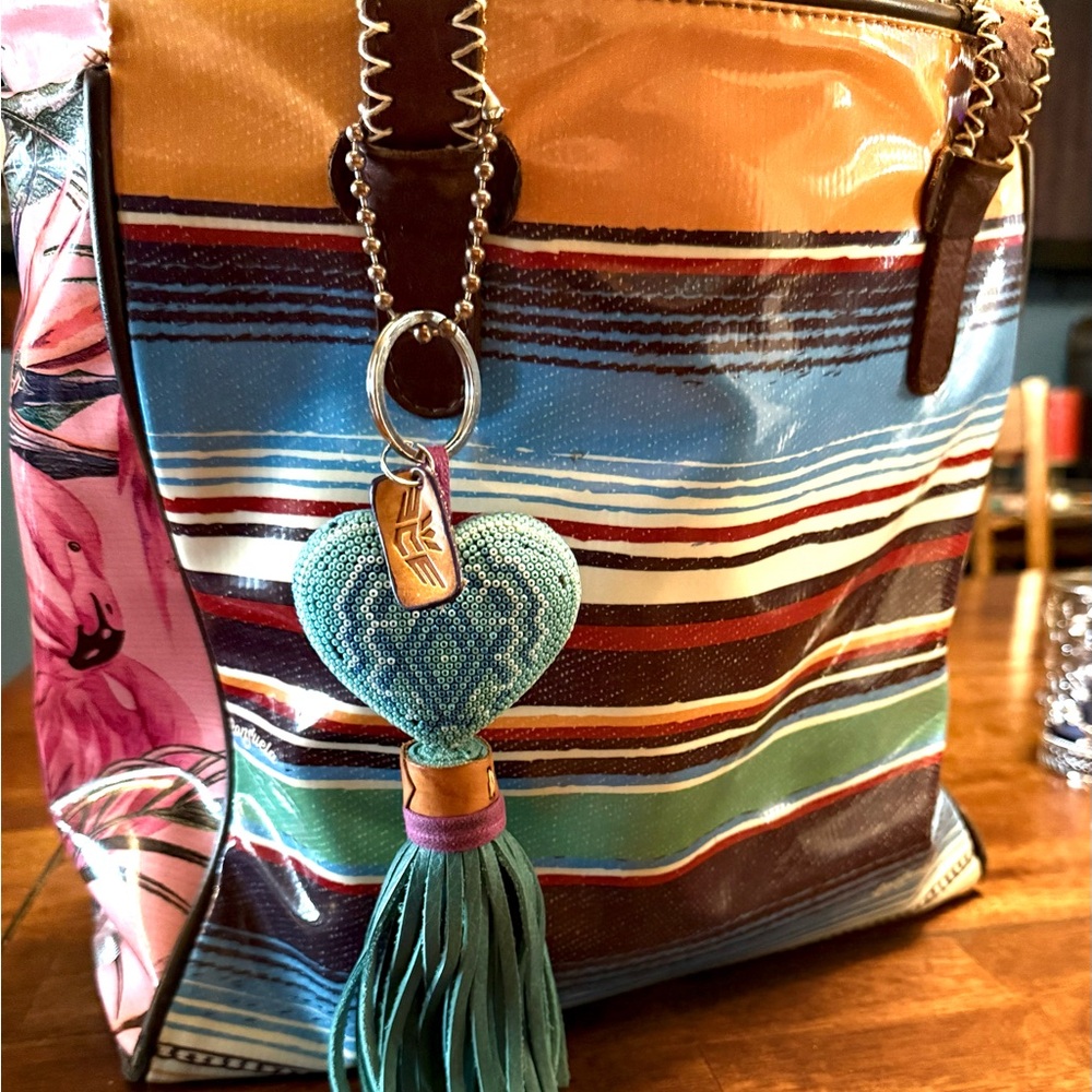Consuela Blue and Brown Tote Bag with Structured Design
